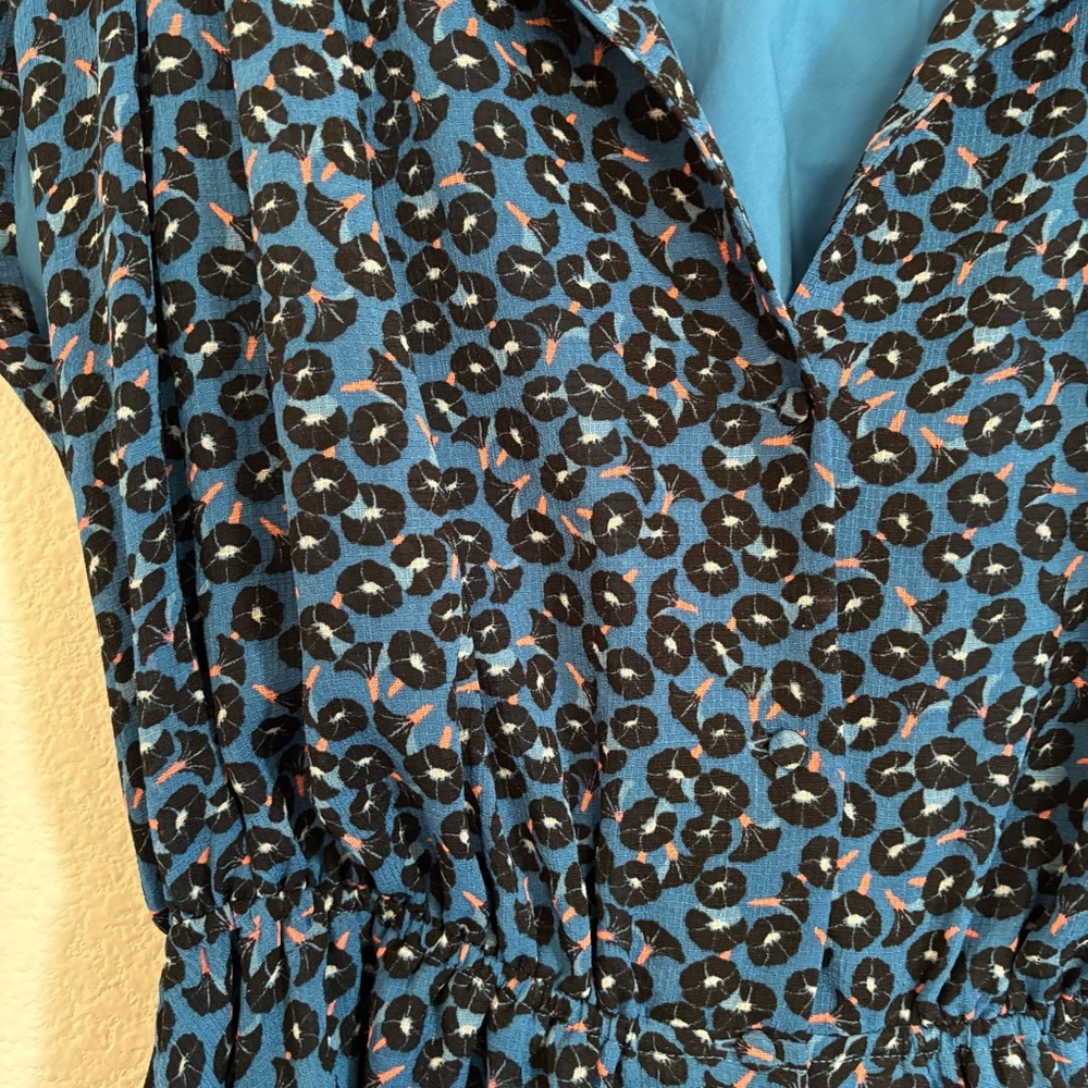 Ann Taylor Blue Morning Glory Button Down Midi Shirtdress - Picture 6 of 10